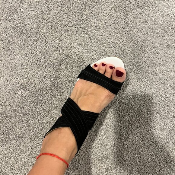 Black Suede Strap Wedge Sandals – size US 7 - Picture 2 of 11